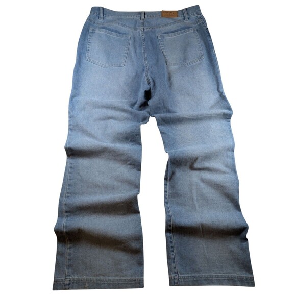 IZOD Jeans WOMEN 16 Blue Stretch Wide Leg PINK PATCHES Classic Ladies Vintage - Picture 2 of 8